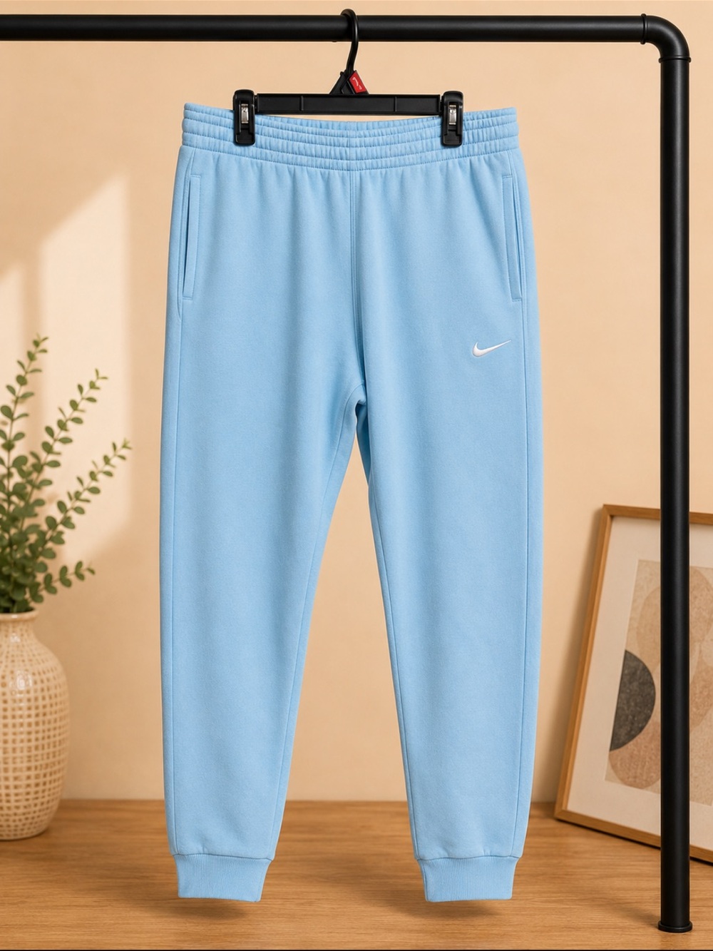 Nike Light Blue Fleece Joggers with White Swoosh